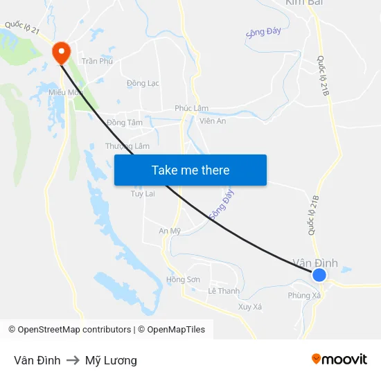Vân Đình to Mỹ Lương map