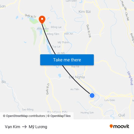 Vạn Kim to Mỹ Lương map