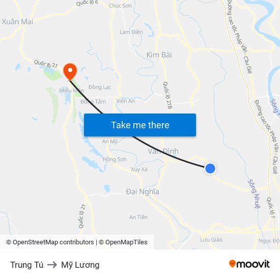 Trung Tú to Mỹ Lương map