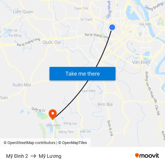 Mỹ Đình 2 to Mỹ Lương map