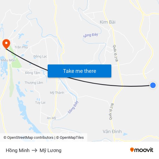 Hồng Minh to Mỹ Lương map