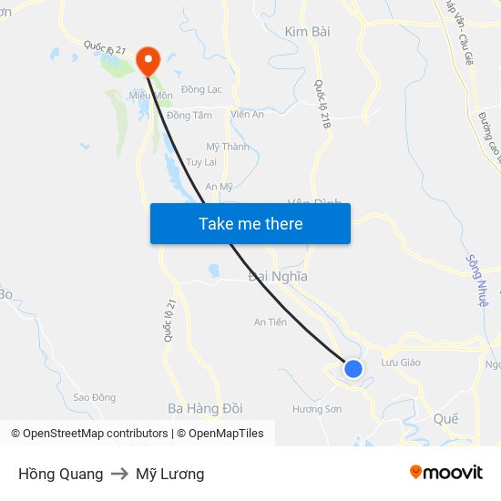 Hồng Quang to Mỹ Lương map