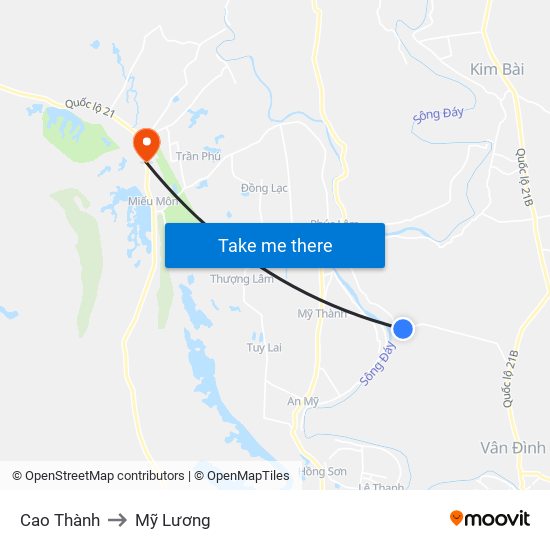 Cao Thành to Mỹ Lương map