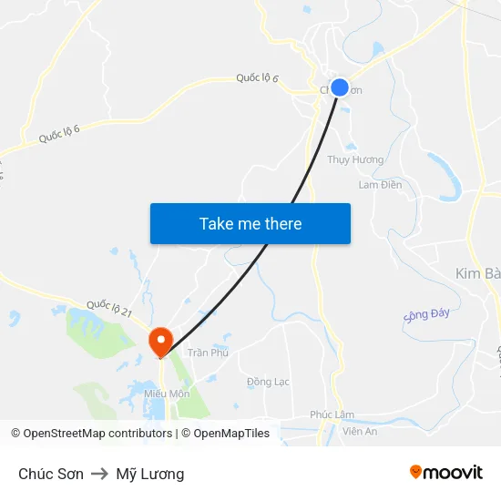 Chúc Sơn to Mỹ Lương map