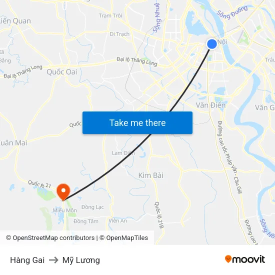 Hàng Gai to Mỹ Lương map