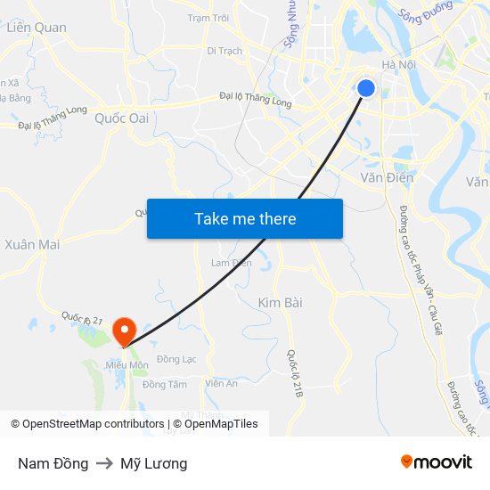 Nam Đồng to Mỹ Lương map