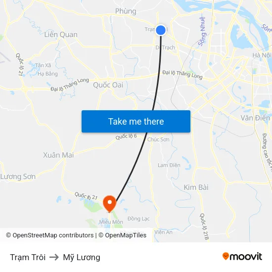 Trạm Trôi to Mỹ Lương map