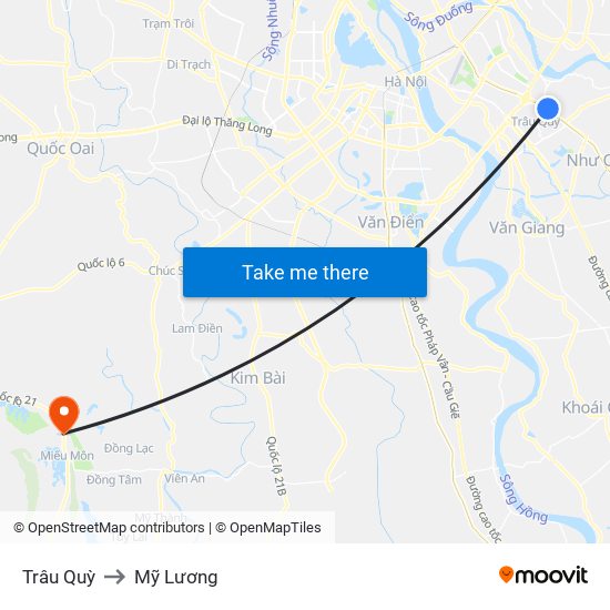 Trâu Quỳ to Mỹ Lương map