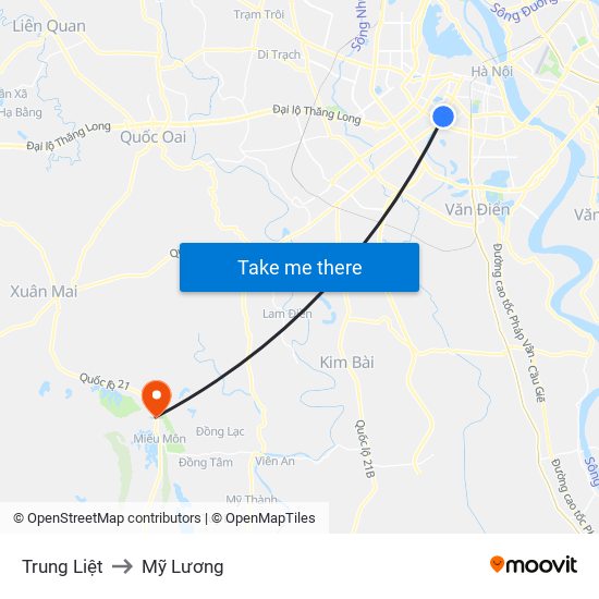 Trung Liệt to Mỹ Lương map