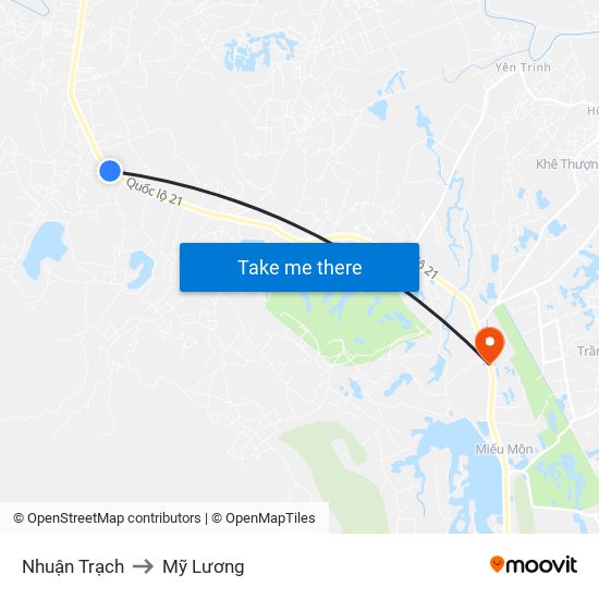 Nhuận Trạch to Mỹ Lương map