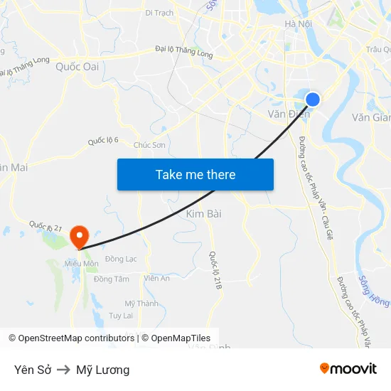 Yên Sở to Mỹ Lương map