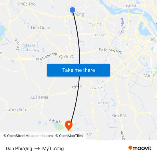 Đan Phượng to Mỹ Lương map