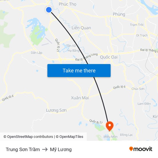 Trung Sơn Trầm to Mỹ Lương map