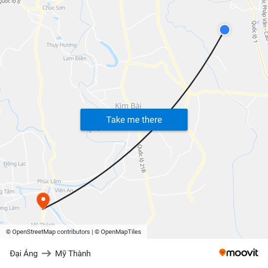 Đại Áng to Mỹ Thành map