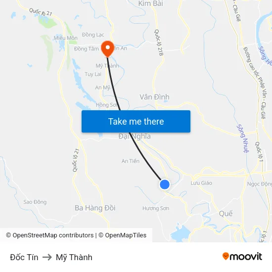Đốc Tín to Mỹ Thành map