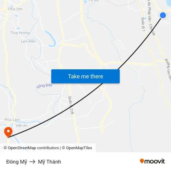 Đông Mỹ to Mỹ Thành map
