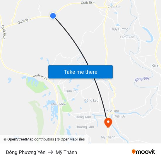 Đông Phương Yên to Mỹ Thành map