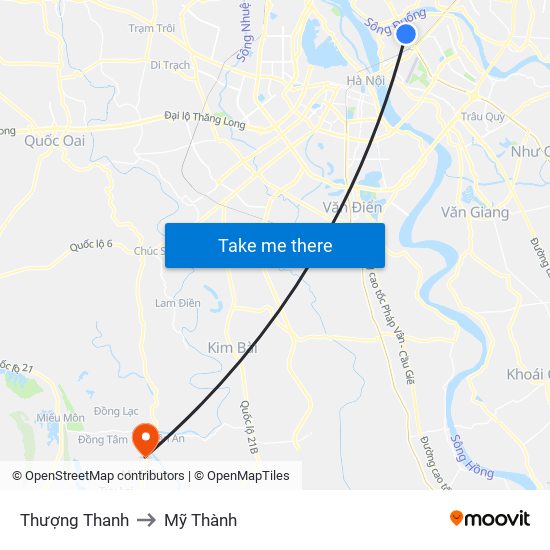 Thượng Thanh to Mỹ Thành map