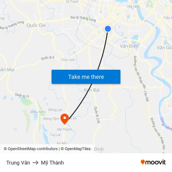 Trung Văn to Mỹ Thành map