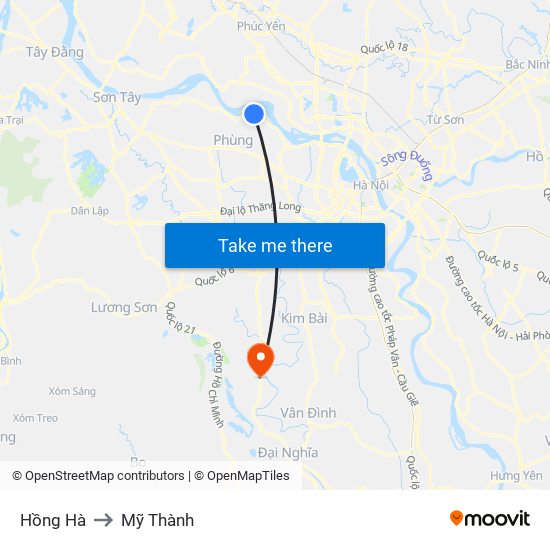 Hồng Hà to Mỹ Thành map