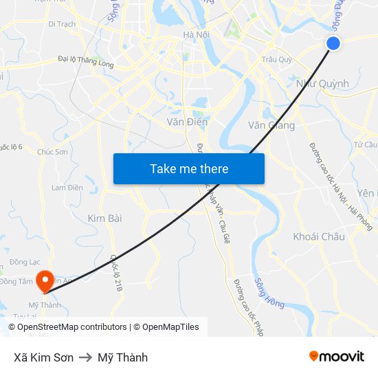 Xã Kim Sơn to Mỹ Thành map