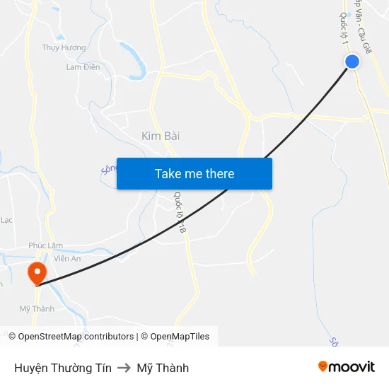 Huyện Thường Tín to Mỹ Thành map