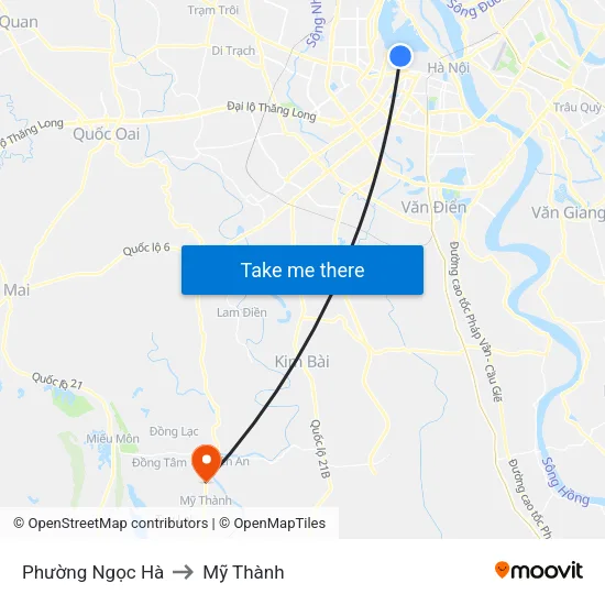 Phường Ngọc Hà to Mỹ Thành map