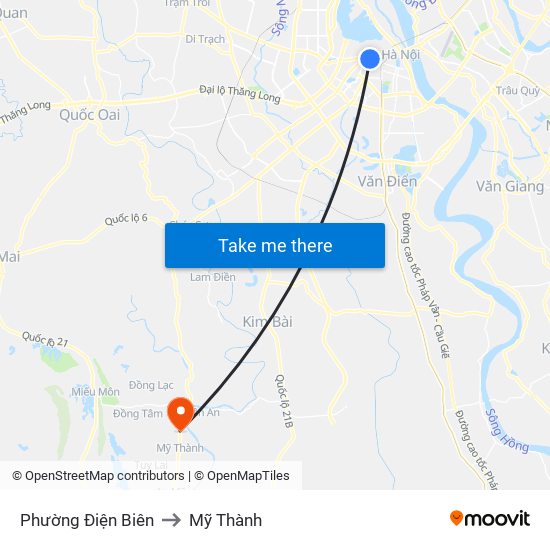 Phường Điện Biên to Mỹ Thành map