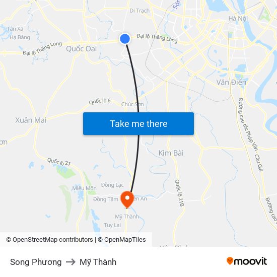 Song Phương to Mỹ Thành map