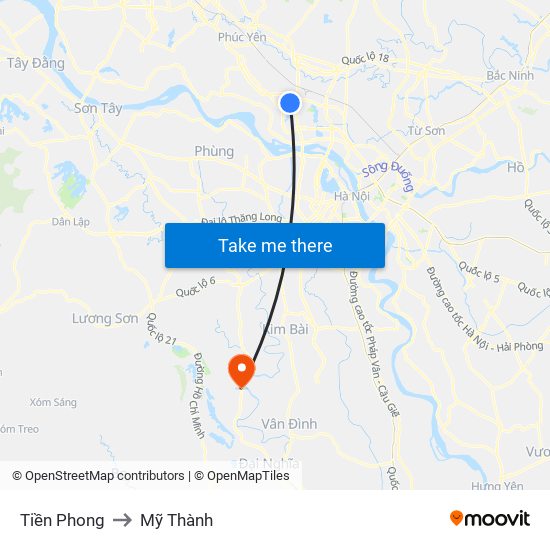 Tiền Phong to Mỹ Thành map