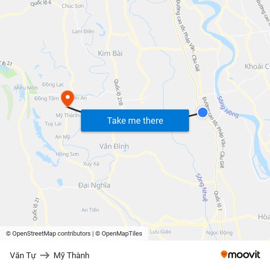 Văn Tự to Mỹ Thành map