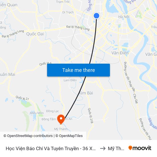 Học Viện Báo Chí Và Tuyên Truyền - 36 Xuân Thủy to Mỹ Thành map