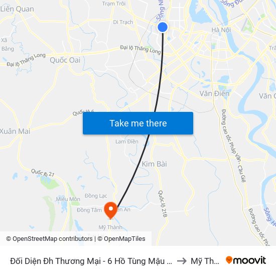 Đối Diện Đh Thương Mại - 6 Hồ Tùng Mậu (Cột Sau) to Mỹ Thành map