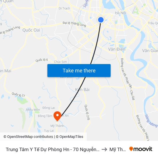 Trung Tâm Y Tế Dự Phòng Hn - 70 Nguyễn Chí Thanh to Mỹ Thành map