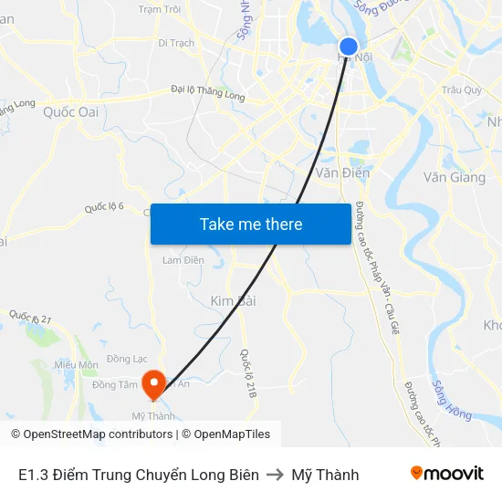 E1.3 Điểm Trung Chuyển Long Biên to Mỹ Thành map
