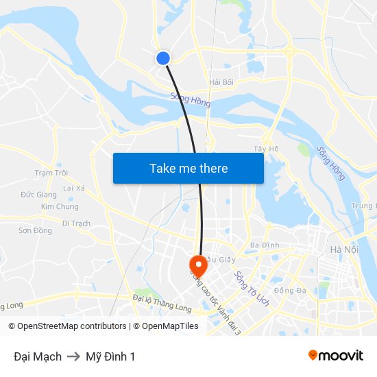 Đại Mạch to Mỹ Đình 1 map