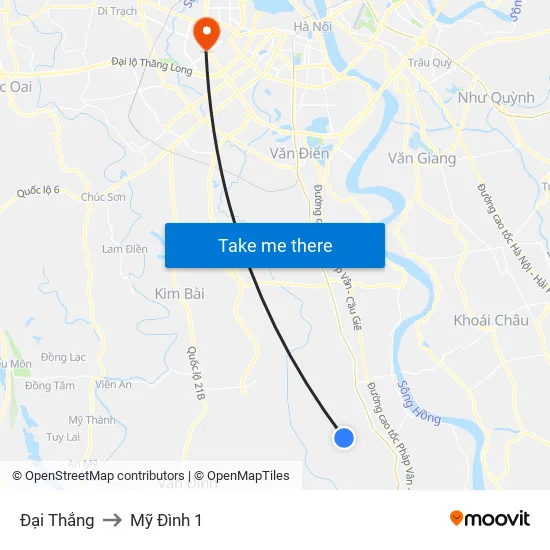 Đại Thắng to Mỹ Đình 1 map
