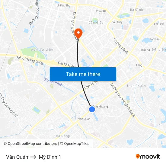 Văn Quán to Mỹ Đình 1 map