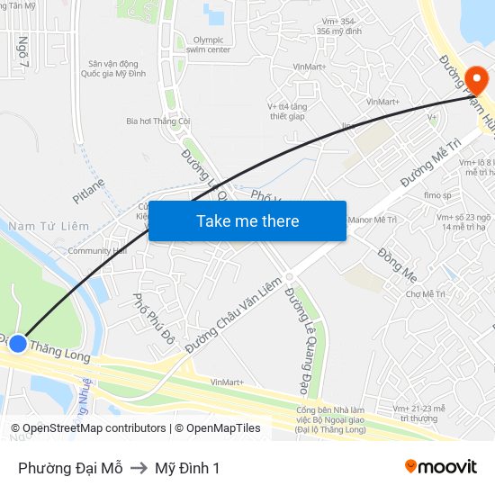Phường Đại Mỗ to Mỹ Đình 1 map