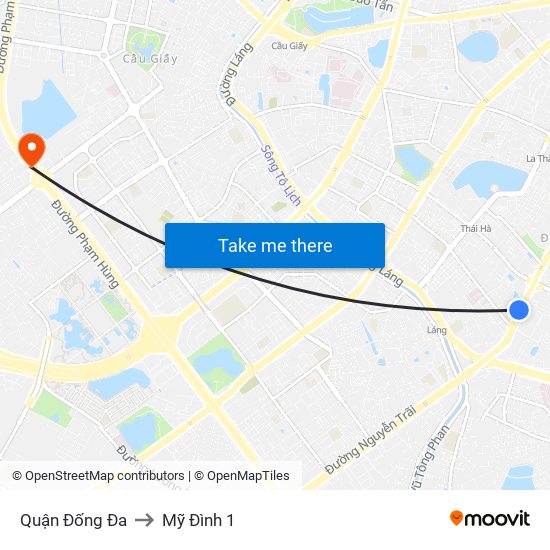 Quận Đống Đa to Mỹ Đình 1 map