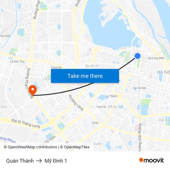 Quán Thánh to Mỹ Đình 1 map