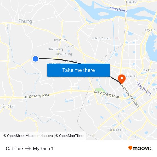 Cát Quế to Mỹ Đình 1 map