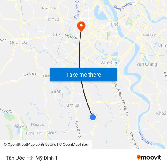 Tân Ước to Mỹ Đình 1 map