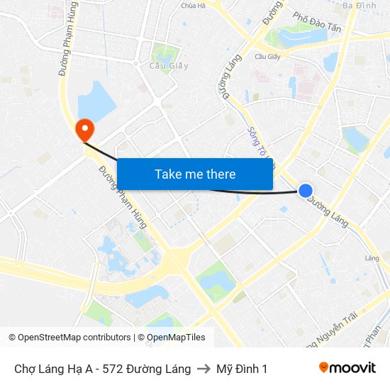 Chợ Láng Hạ A - 572 Đường Láng to Mỹ Đình 1 map