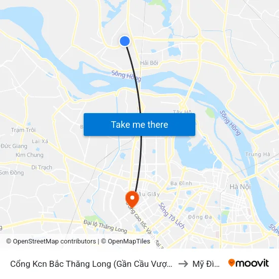 Cổng Kcn Bắc Thăng Long (Gần Cầu Vượt Bộ Hành) to Mỹ Đình 1 map