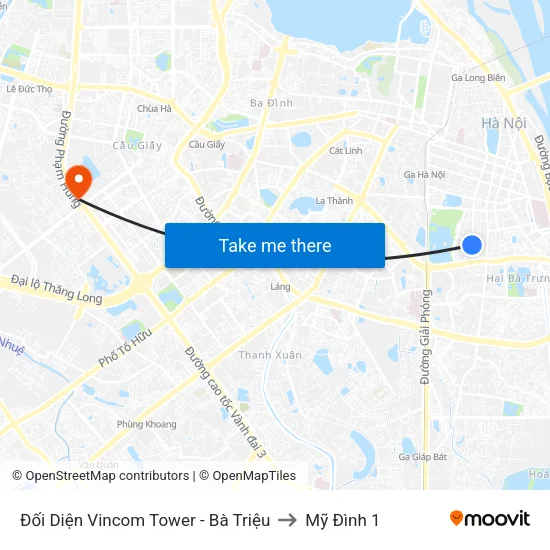 Đối Diện Vincom Tower - Bà Triệu to Mỹ Đình 1 map
