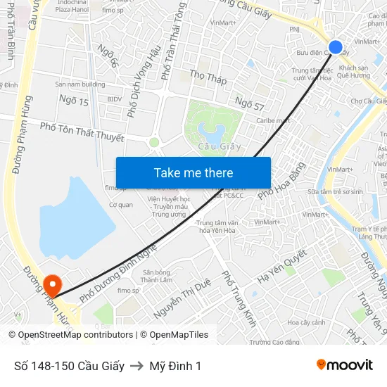 Số 148-150 Cầu Giấy to Mỹ Đình 1 map