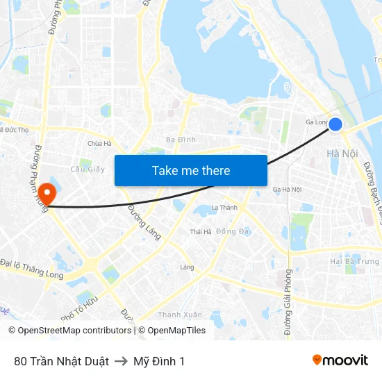 80 Trần Nhật Duật to Mỹ Đình 1 map