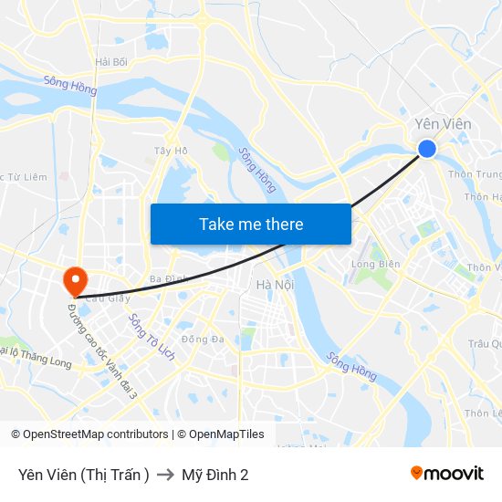 Yên Viên (Thị Trấn ) to Mỹ Đình 2 map