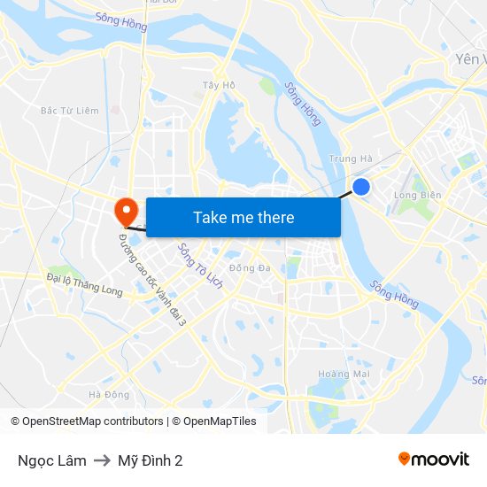 Ngọc Lâm to Mỹ Đình 2 map